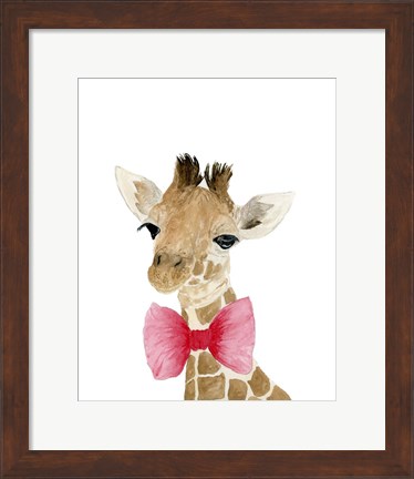 Framed Giraffe With Bow Print