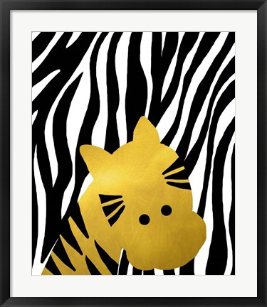 Framed Gold Baby Zebra Print