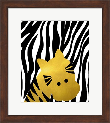 Framed Gold Baby Zebra Print