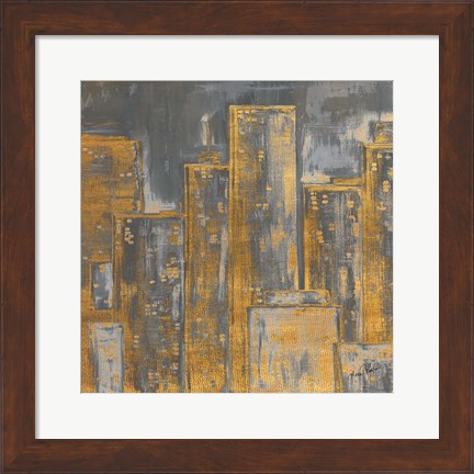 Framed Gold City Eclipse Square I Print