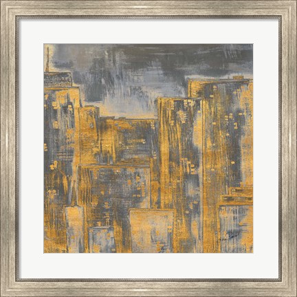 Framed Gold City Eclipse Square II Print