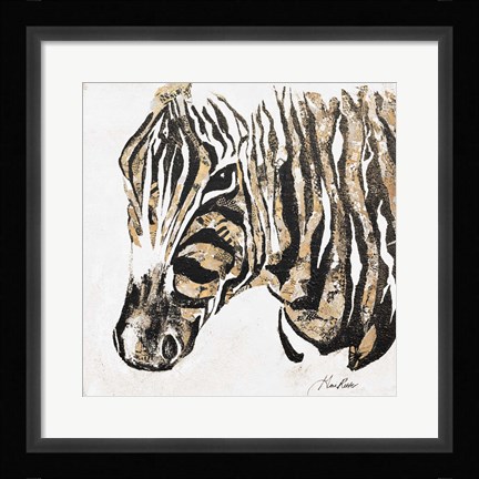 Framed Speckled Gold Zebra Print