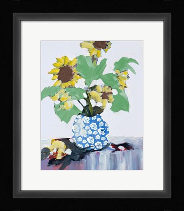 Framed Sunflowers In Decorative Vase Print