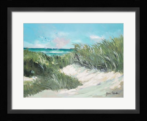 Framed Beach Coast Grass Print