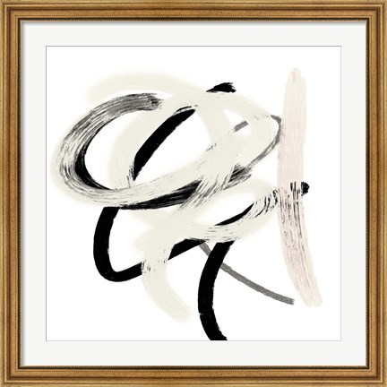 Framed Scrolling Black &amp; White Abstract II Print