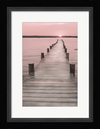 Framed Pink Sunset at the Dock Print