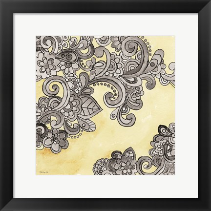 Framed Yellow--Gray Pattern 2 Print