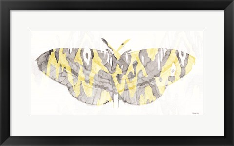 Framed Yellow-Gray Patterned Moth 1 Print