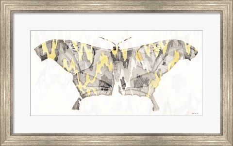 Framed Yellow-Gray Patterned Moth 2 Print