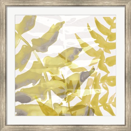 Framed Yellow-Gray Leaves 1 Print