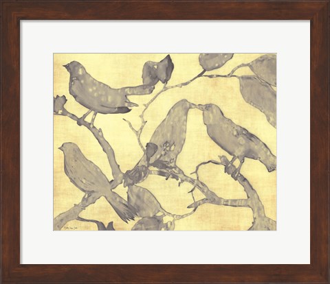 Framed Yellow-Gray Birds 1 Print