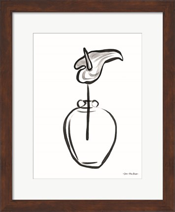 Framed Flower and Pot Drawing Print