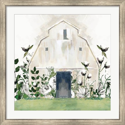 Framed White Floral Barn Print