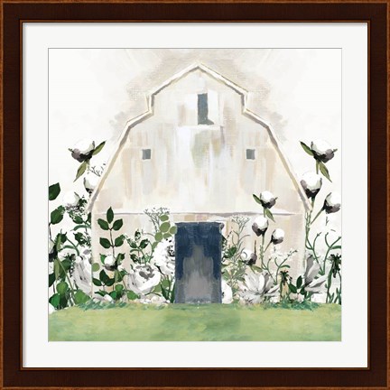 Framed White Floral Barn Print