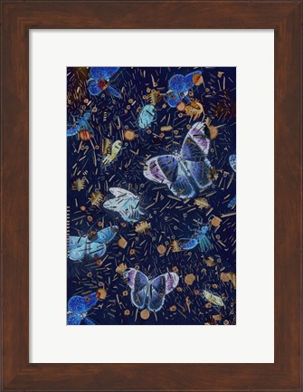 Framed Confetti with Butterflies II Print