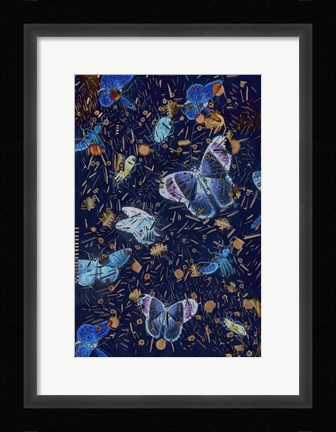 Framed Confetti with Butterflies II Print