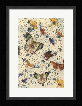Framed Confetti with Butterflies III Print