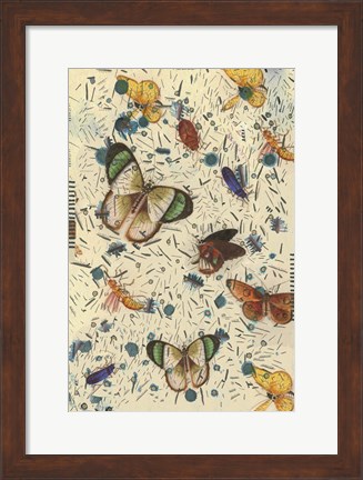 Framed Confetti with Butterflies III Print