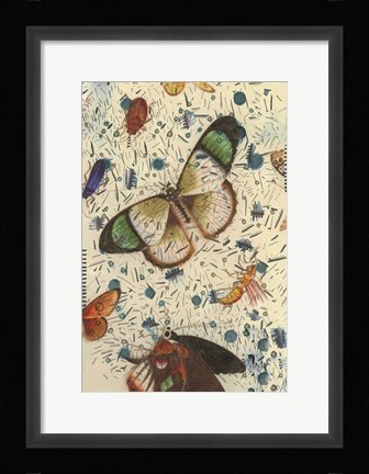 Framed Confetti with Butterflies IV Print