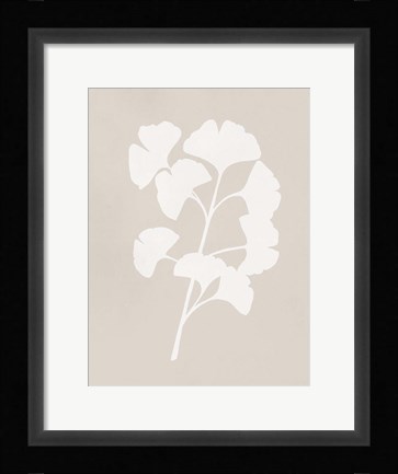Framed Ginkgo Branch I Print
