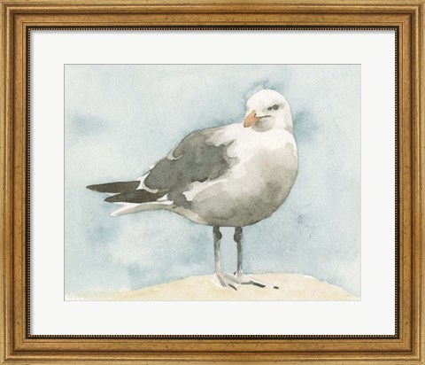 Framed Simple Seagull I Print