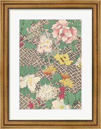 Framed Japanese Floral Design IV Print