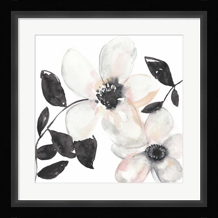 Framed Black &amp; Blush Anemone I Print