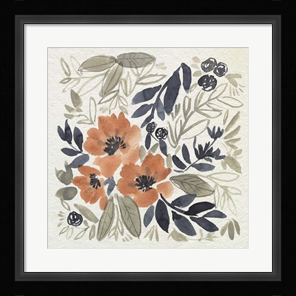 Framed Sienna &amp; Paynes Flowers II Print