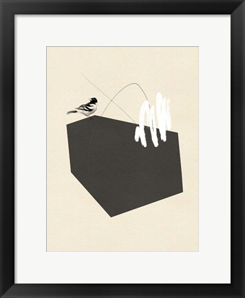 Framed Steel Sequin with Bird I Print