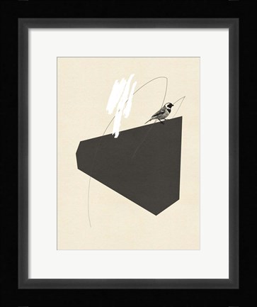 Framed Steel Sequin with Bird III Print