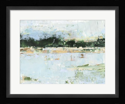 Framed Treelined Waterfront I Print