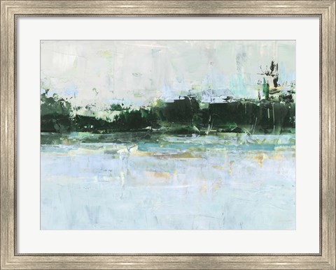 Framed Treelined Waterfront II Print