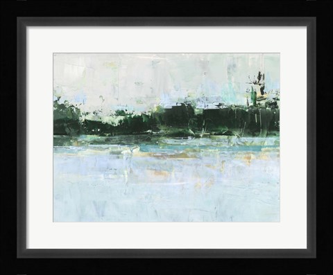 Framed Treelined Waterfront II Print
