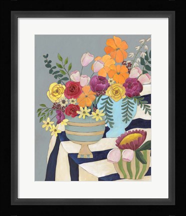 Framed Striped Tablecloth I Print