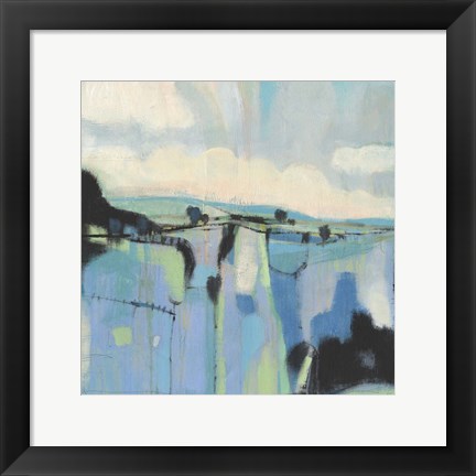 Framed Abstract Shades of Blue I Print