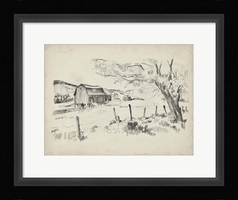 Framed Sketched Barn View II Print