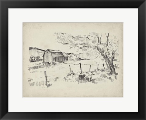 Framed Sketched Barn View II Print