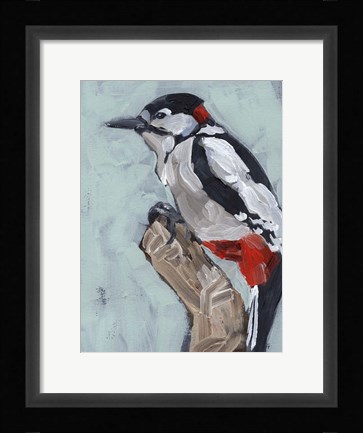 Framed Woodpecker Paintstrokes I Print