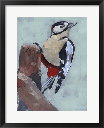 Framed Woodpecker Paintstrokes II Print