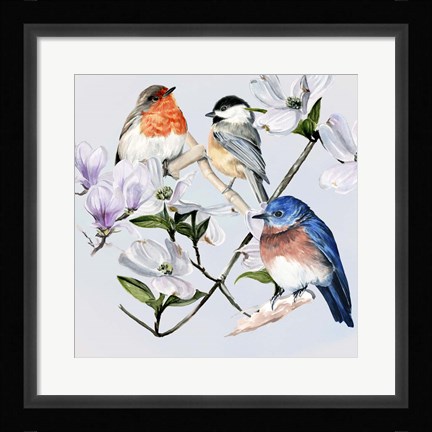 Framed Four Little Birds I Print