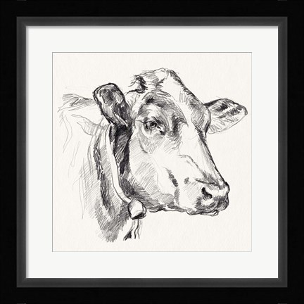 Framed Holstein Portrait Sketch I Print