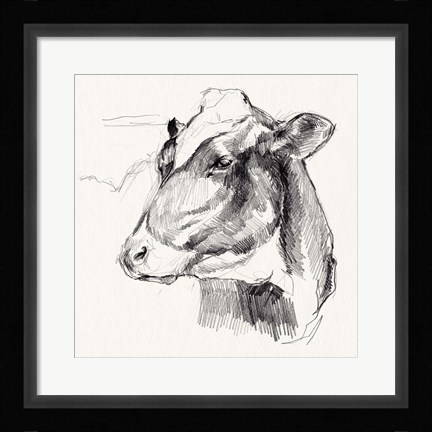 Framed Holstein Portrait Sketch II Print