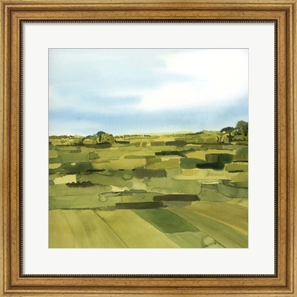 Framed Green Gold Valley II Print