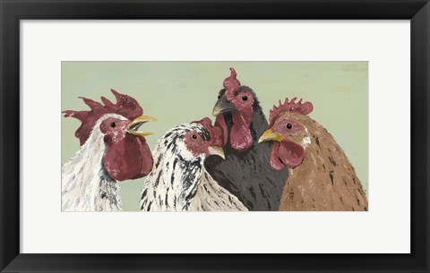 Framed Four Roosters Print