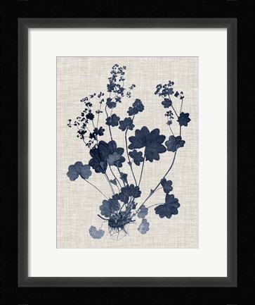 Framed Navy &amp; Linen Leaves II Print