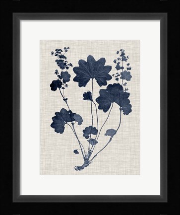 Framed Navy &amp; Linen Leaves III Print