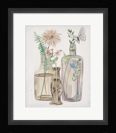 Framed Butterflies &amp; Flowers II Print