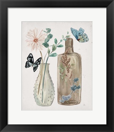 Framed Butterflies &amp; Flowers IV Print