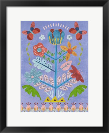 Framed Embroidered Garden I Print