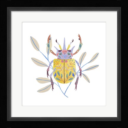 Framed Floral Beetles I Print